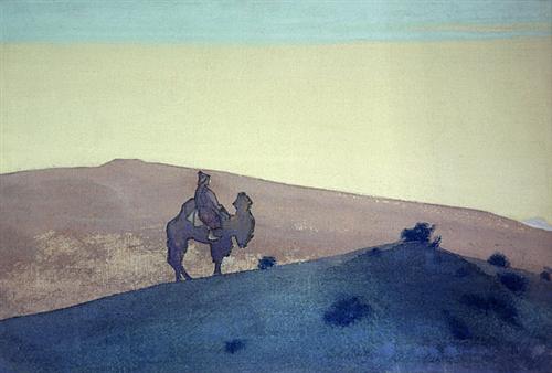 'নিঃসঙ্গ আগন্তুক' - নিকোলাস রোয়েরিক, ১৯৩১ ; প্রাপ্তিসূত্র - http://www.wikiart.org/en/nicholas-roerich/lonely-stranger-1931-1
